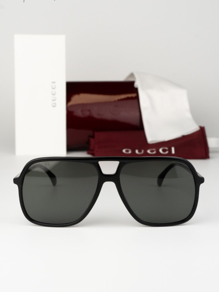Gucci Men Sunglasses Black Grey Pilot Oversized Gg0545s 001 New Authentic